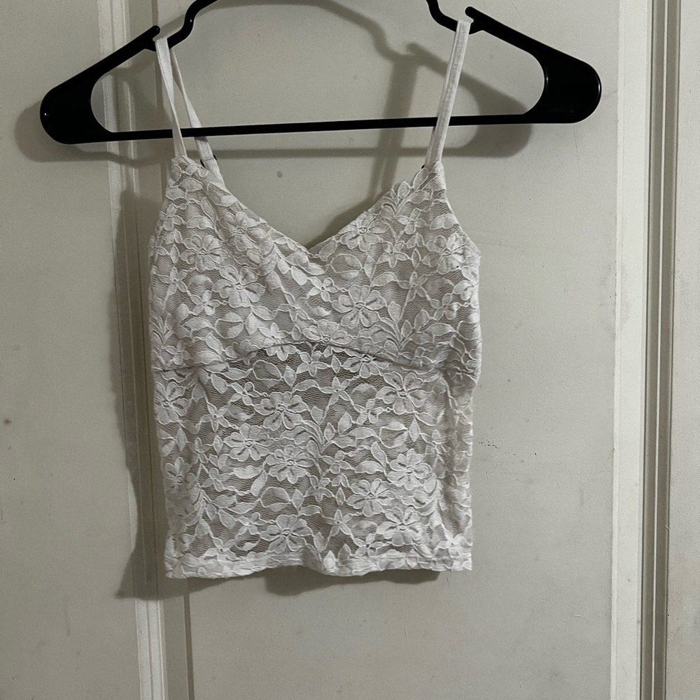 Hollister White Floral Lace Camisole